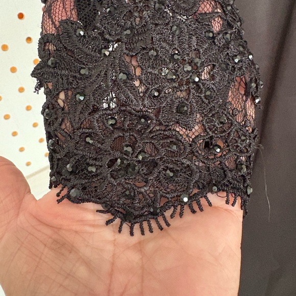 La Femme Black Long Sleeve Gown - Picture 5 of 12